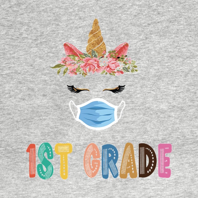 Quarantine Unicorn Hello 1st Grade 2020 Back To School by Sindibad_Shop